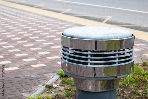 Contemporary urban waste, Innovative stainless waste container with urban design features