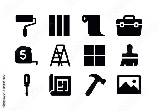 Home Renovation Icons. Home Renovation. Solid icon set of Home R