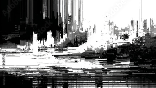 Abstract cityscape in black and white creating a futuristic impression