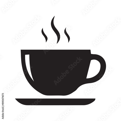 Coffee and tea cup icon vector illustration with steam and aroma