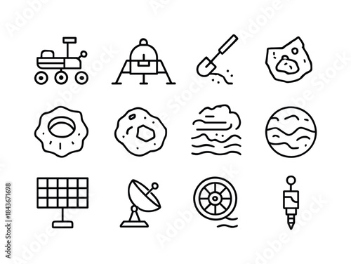 Planetary Exploration Icons. Planetary Exploration. Line icon se