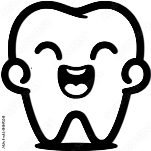 Smiling tooth: An illustration captures the essence of dental health, portraying a happy tooth. It radiates joy and positivity.