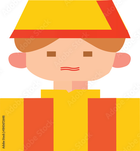 Cartoon Man Character in Traditional Fez Hat