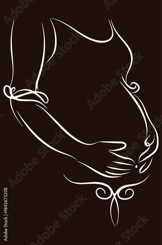 Simple Pregnant Woman Line Art