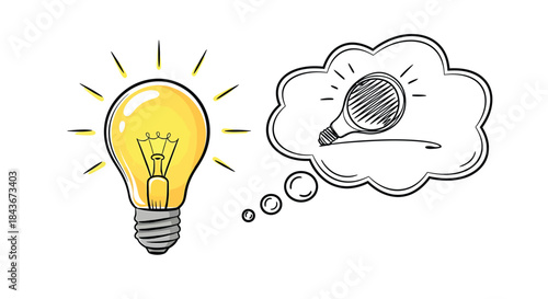 Light bulb idea thought bubble