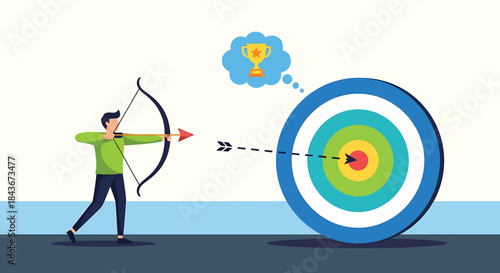 Archer hitting bullseye target