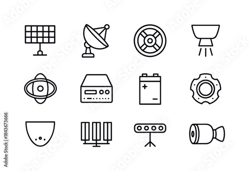 Space Technology Icons. Space Technology. Line icon set of Space
