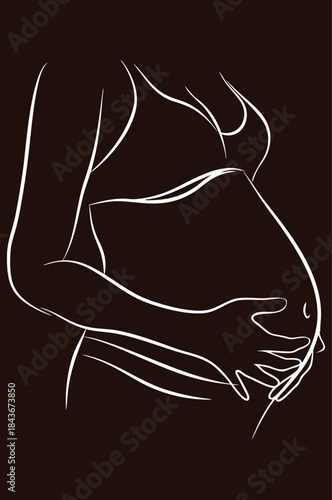 Continuous line art of pregnancy