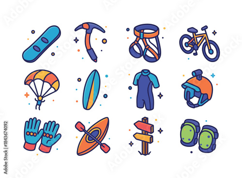 Extreme Sports Icons. Extreme Sports. Colorful isometric vector