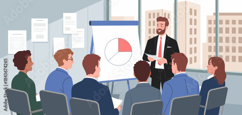 A professional scene showcasing a speaker presenting dynamic data to an engaged audience, symbolizing collaboration, communication, and the essence of teamwork in business settings.