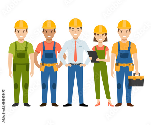 A diverse group of construction workers proudly pose together, showcasing teamwork, professionalism, and dedication in their field, highlighting the importance of collaboration and trade skills.