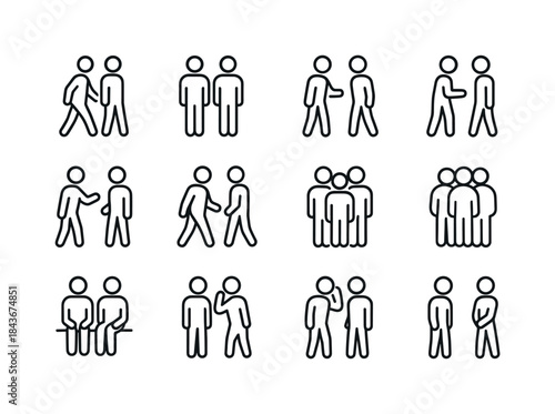 Crowd Interaction Icons. Crowd interactions. Line icon set of Cr