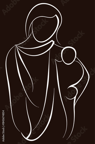 Simple illustration of mother and child
