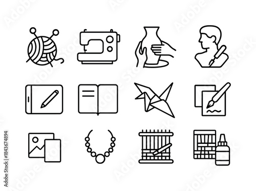 Creative Hobbies Icons. Creative Hobbies. Line icon set of Creat