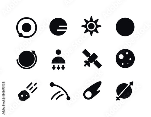 Planetary Motion Icons. Planetary Motion. Solid icon set of Plan