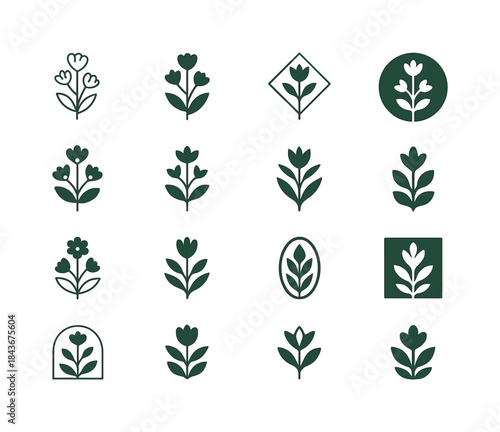 Nature Logo Variations. Nature vibe package design with flowers