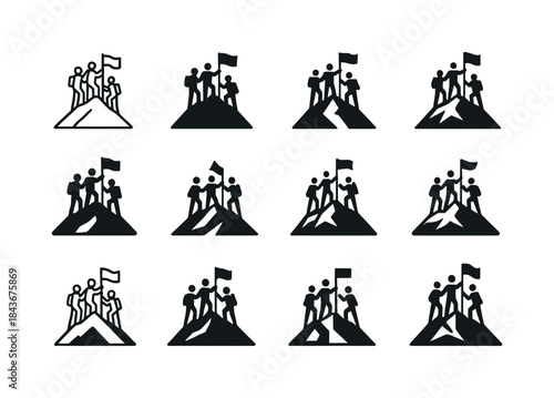 Mountain Summit Celebrations. A group of hikers at the summit of