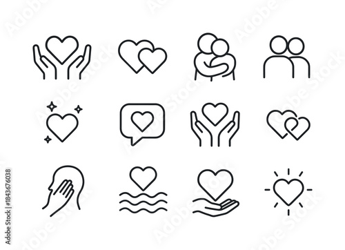 Emotional Connection Icons. Emotional connection. Line icon set