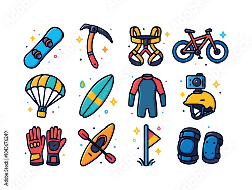 Extreme Sports Icons. Extreme Sports. Colorful isometric vector