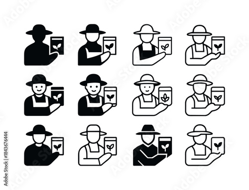 Gardener Logo Variations. Gardener. Icon set. Set Logo of garden