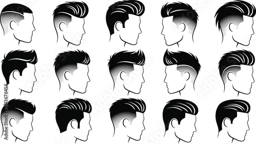 Explore diverse contemporary male haircuts showcasing various stylish fade designs