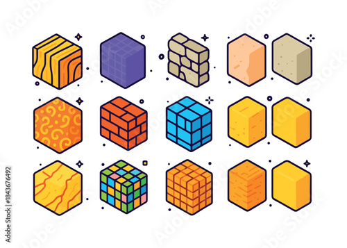 Colorful Room Textures. Room Textures. Colorful isometric vector