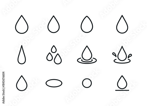 Droplet Icon Set. Droplets. Line icon set of Droplets: large dro