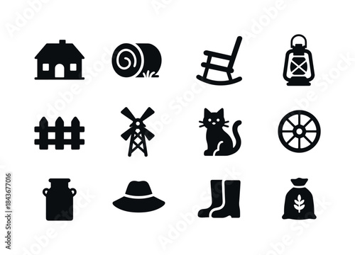 Country Living Icons. Country living. Solid icon set of country