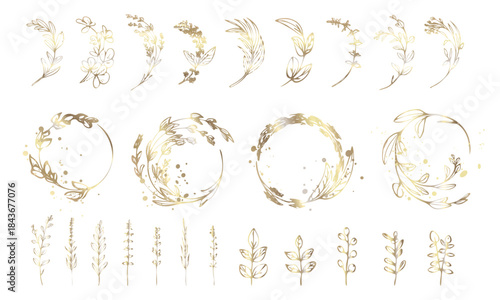 Soft Botanical Circle Frames with Artistic Leaf Accents - Soft botanical circle frames with artistic leaf accents, ideal for elegant layouts, branding, invitations, and nature themed designs.