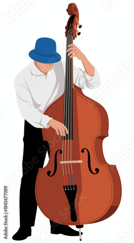 A talented musician passionately playing a double bass, showcasing the love for music, rhythm, and creativity through an artistic representation of performance.