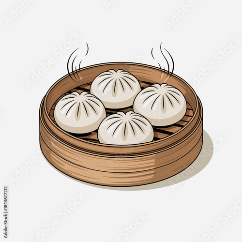 This image features freshly steamed dumplings in a bamboo steamer, highlighting the culinary art of Asian cuisine and the savory delicacies enjoyed worldwide.