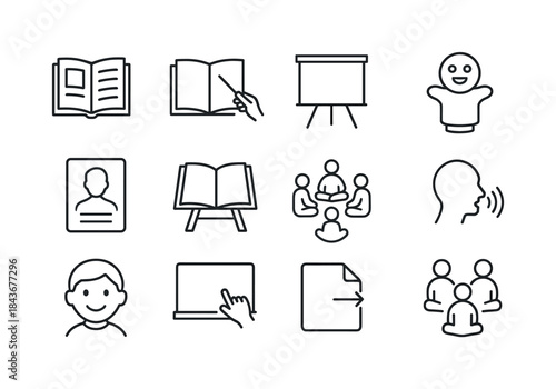 Read Aloud Icons. Read Aloud Tools. Line icon set of Read Aloud
