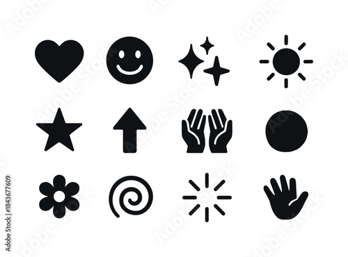 Icons of Positivity. Emotional positivity. Solid icon set of emo