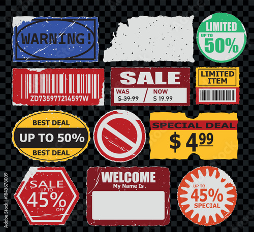 Set of vector editable stickers pack collection