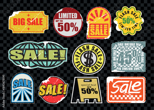 Set of vector editable stickers pack collection