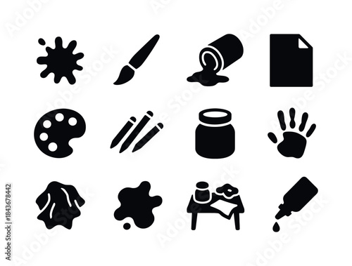 Artistic Chaos Icons. Creative Mess. Solid icon set of Creative