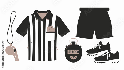 Vector illustration of a set of fashion accessories and black clothes hangers with front and top blank t-shirt templates for casual wear design