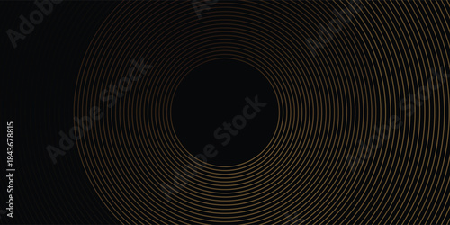 3D golden luxury abstract background overlap layer on dark space with circles lines decoration. Modern graphic design element stripes style concept for web banner, flyer, card, or brochure cover