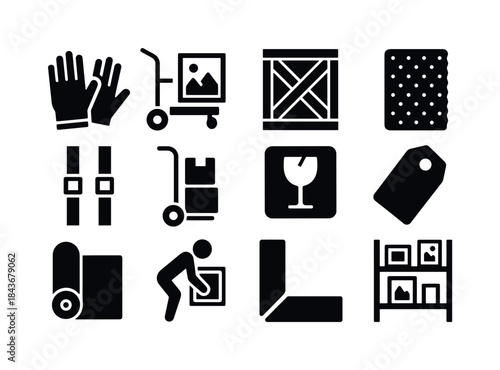 Art Handling Icons. Art Handling. Solid icon set of Art Handling