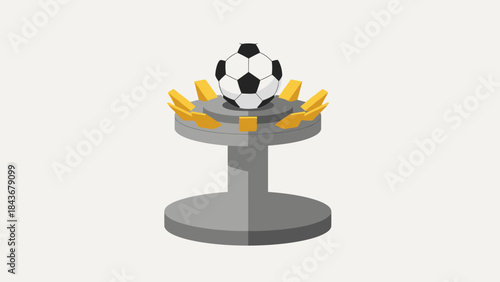 Football Sculpture : A unique perspective of a football placed on a pedestal, emphasizing the artistry of sports. 