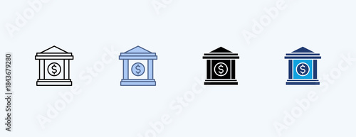 Bank Multiple Icon Illustration Vector