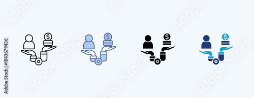Low Income Multiple Icon Illustration Vector