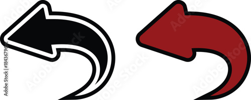 Two curved arrows pointing left one black and one red representing undo or back actions