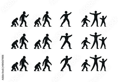 Evolution Logo Variations. Transformation. Icon set. Set Logo of