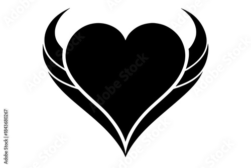 Heart with Wings Silhouette – Vector Art for Love, Freedom & Spiritual Design

