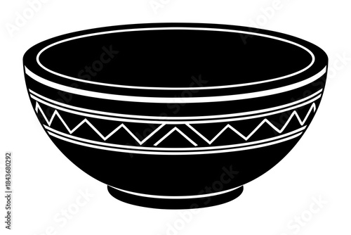 Tribal Patterned Bowl – Vector Art for Culture, Kitchen & Decor Design

