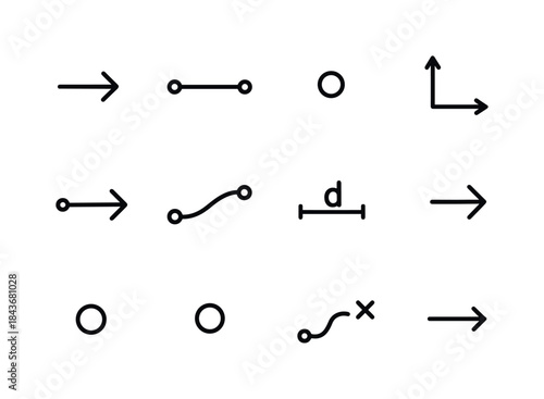 Displacement Icons Set. Displacement. Line icon set of Displacem