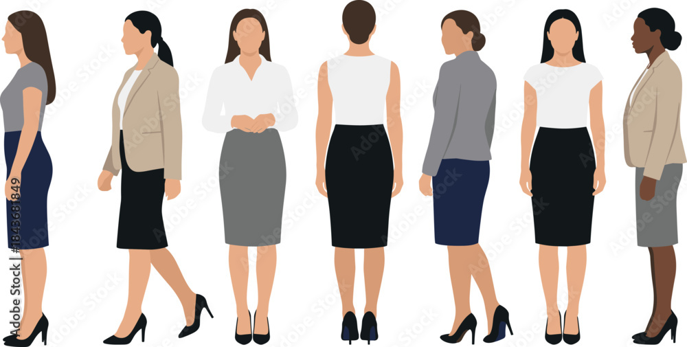 Φωτογραφία Business women, professional attire, office fashion, skirt and blouse, blazer st
