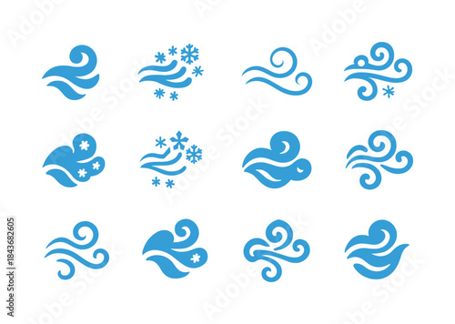 Chilly Breeze Icons. Chilly Morning Breeze. Icon set. Set Logo o
