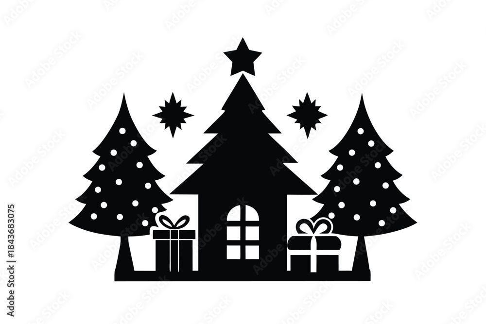 Obraz premium christmas-day-icon-silhouettes---festive-black-vec (1).eps
